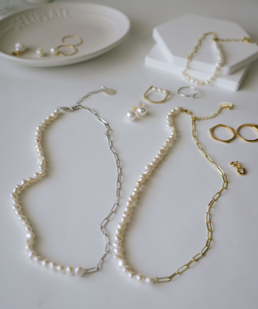 Baroque Pearl Link Chain Necklace | AFRIZO-MIKTOS