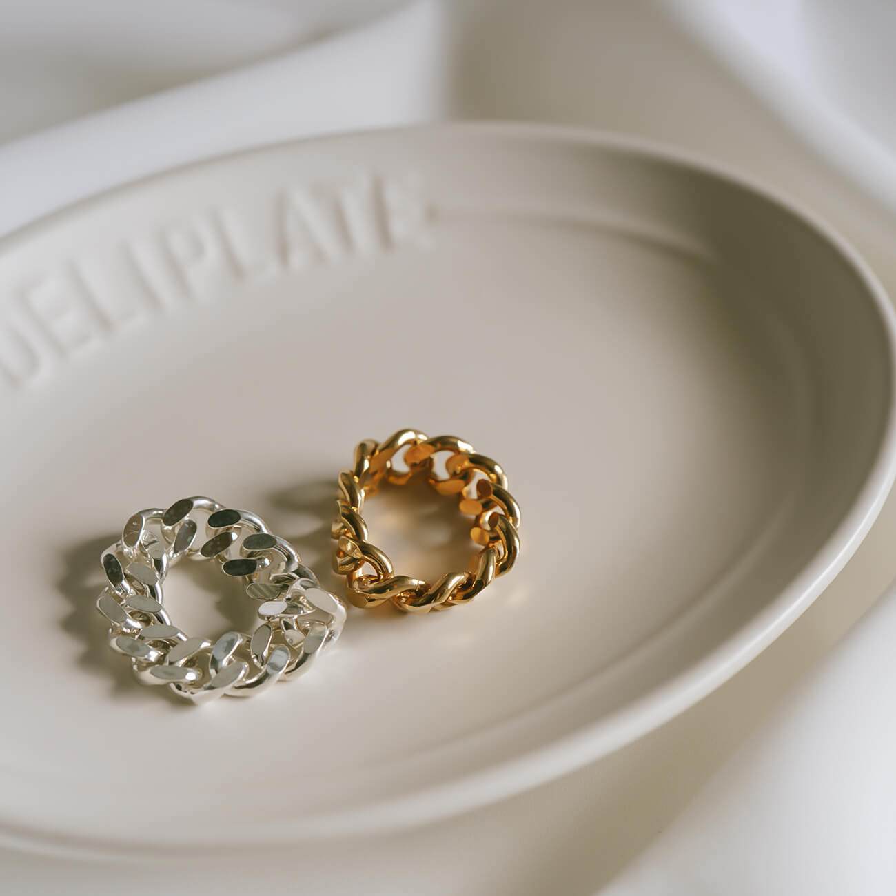 18K Gold Plated Sterling Silver Cuban Link Chain Ring | KAVALERI