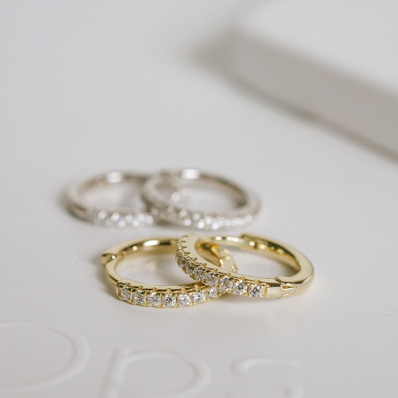 18K Gold Plated Sterling Silver Straight Pave Hoop Earrings | KYKLOS-STR