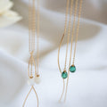 10K Gold Gemstone Wavy Long Earrings | ORNE-TEAR