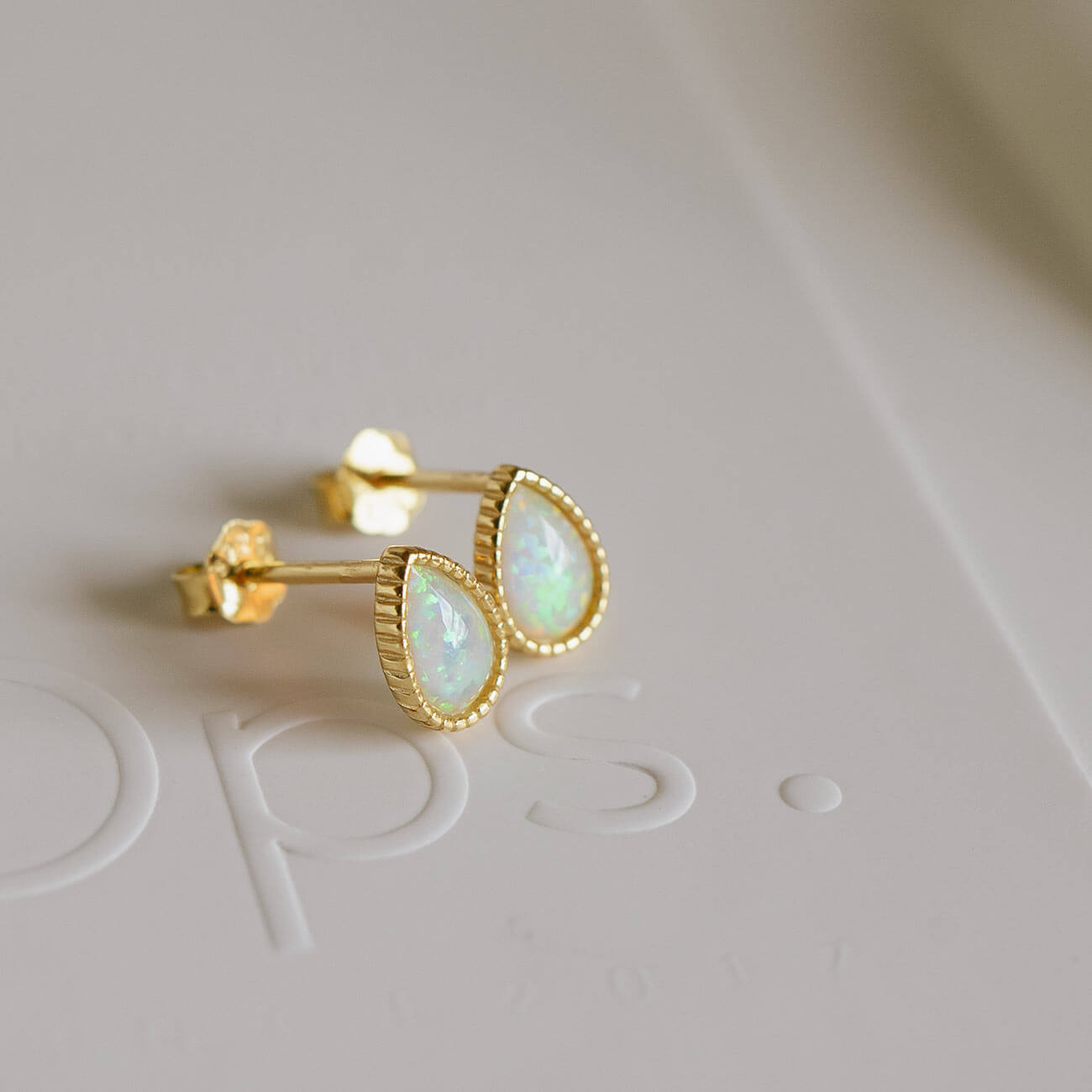 18K Gold Plated Sterling Silver Drop Synthetic Opal Earrings | SOPOROS-DROP