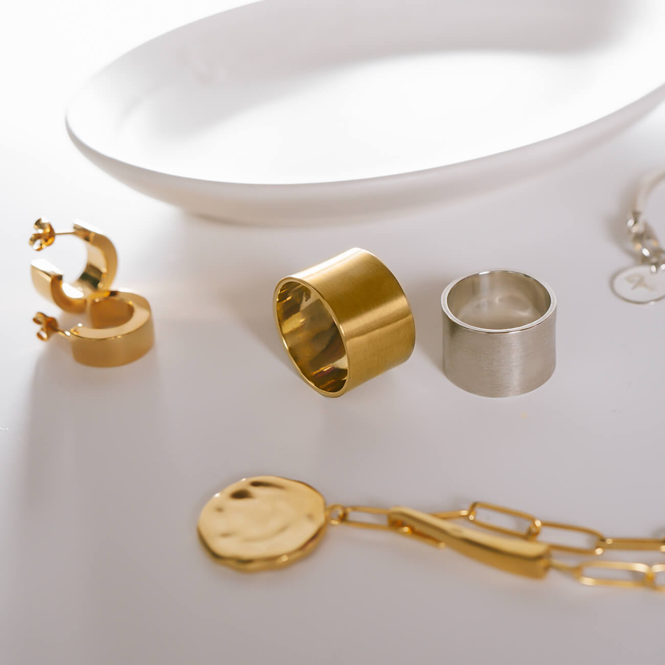 18K Gold Plated Sterling Silver Wide Tube Ring | TORONC MATTE