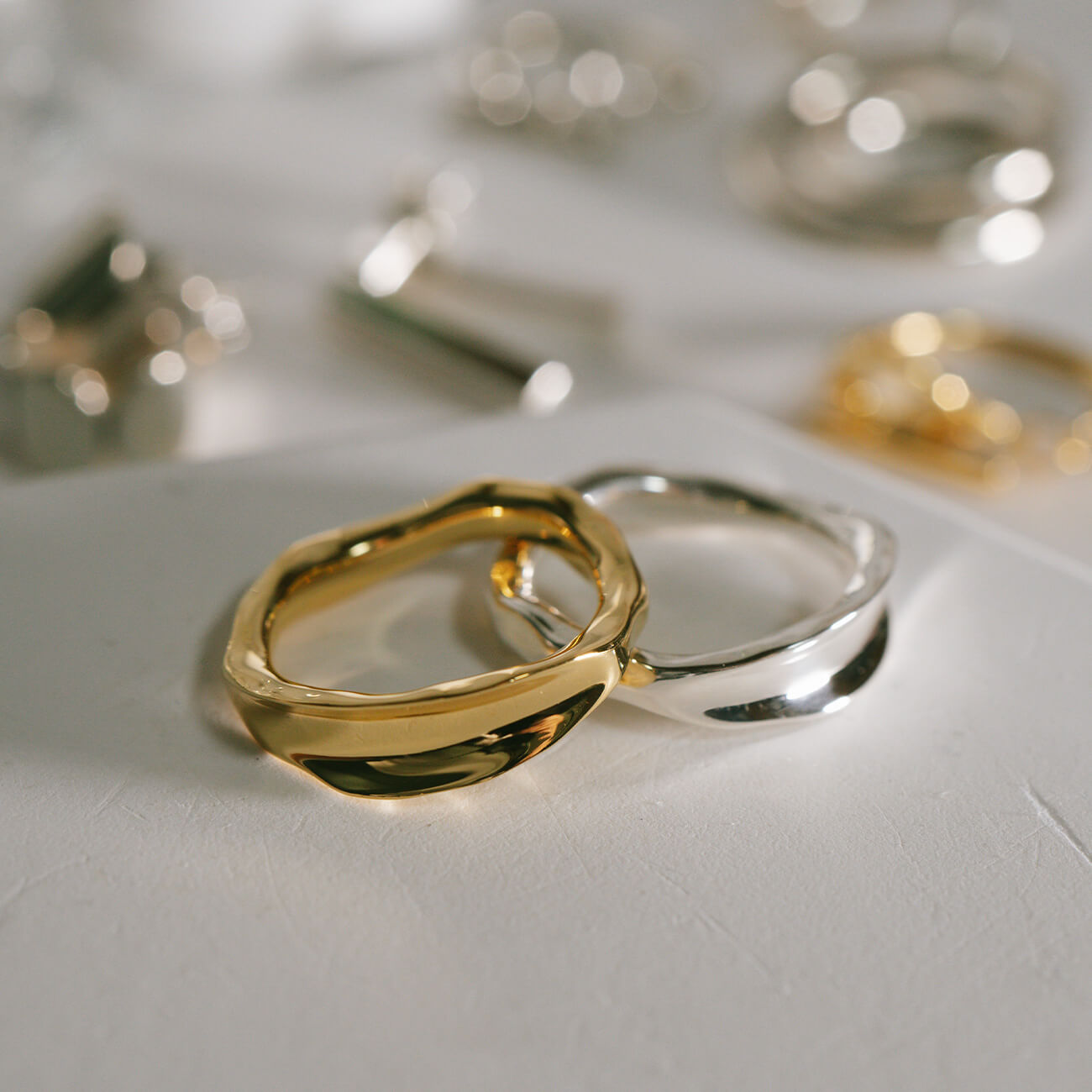 18K Gold Plated Sterling Silver Ripple Wave Ring | MIELIKKI-TUULI