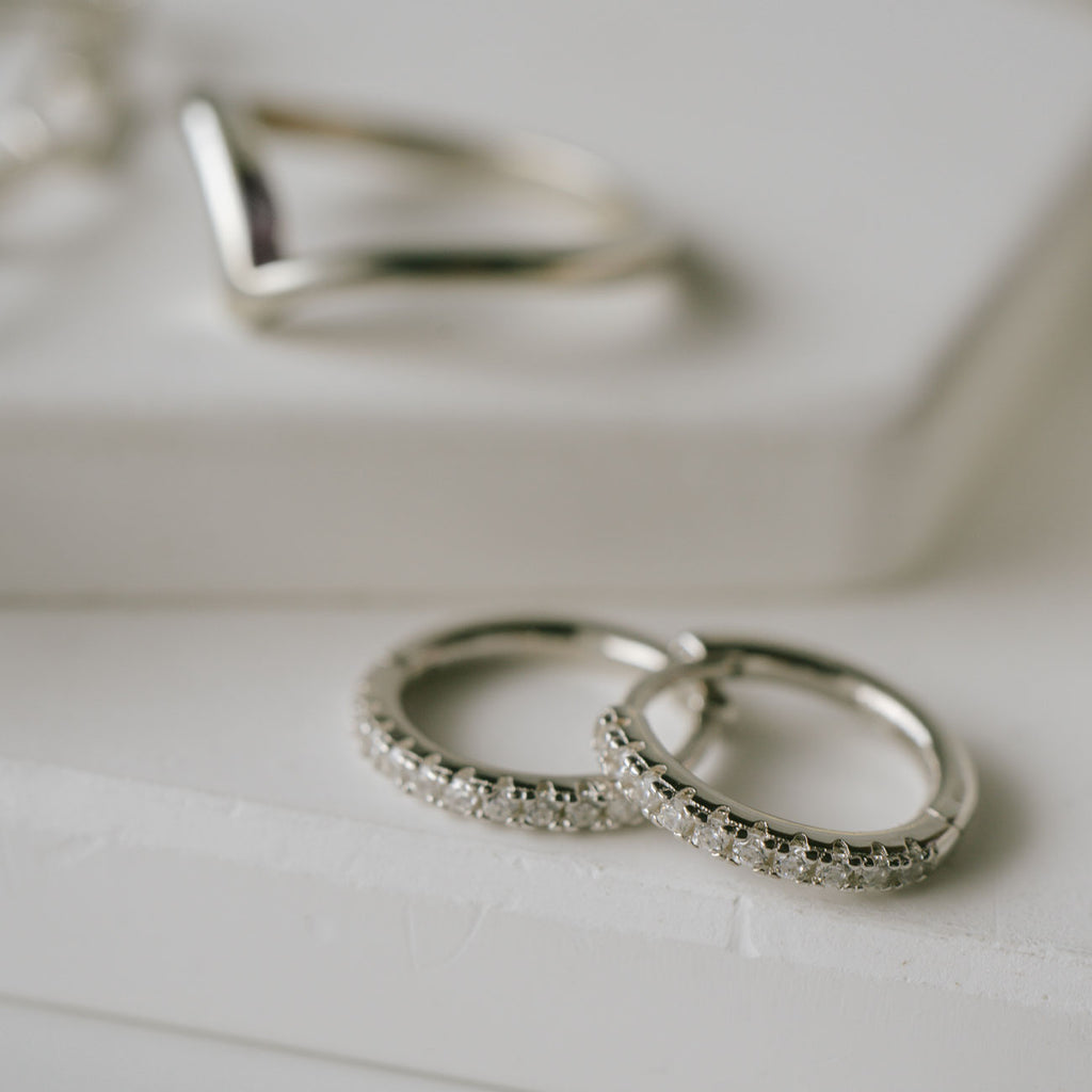 18K Gold Plated Sterling Silver Straight Pave Hoop Earrings | KYKLOS-STR