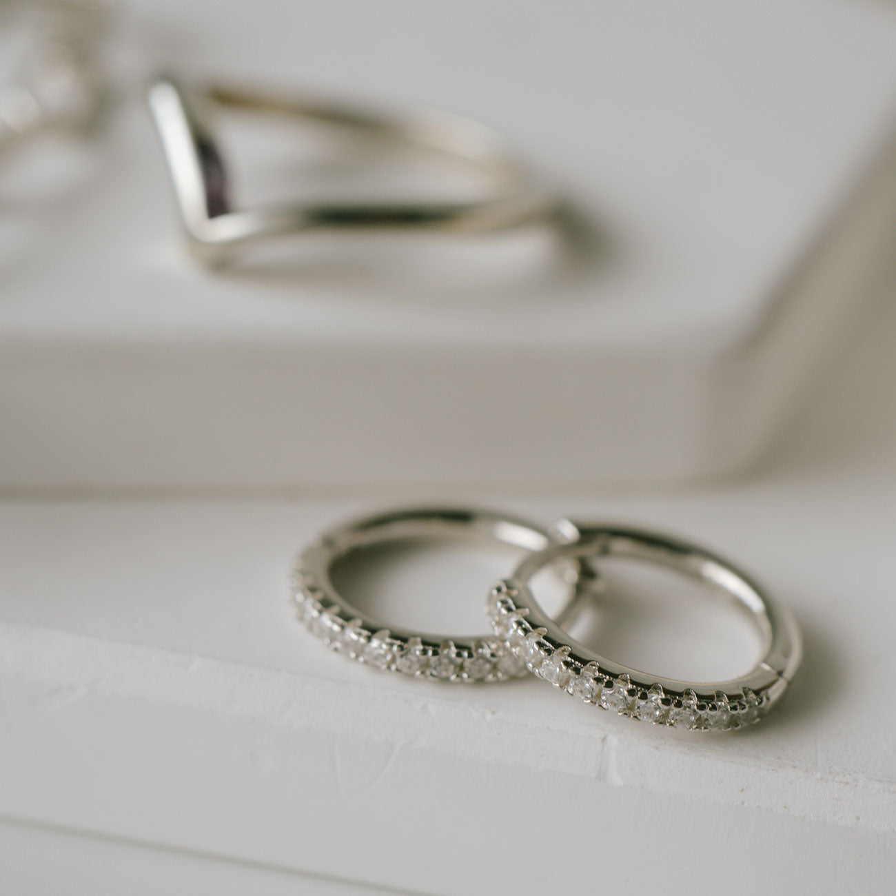 18K Gold Plated Sterling Silver Straight Pave Hoop Earrings | KYKLOS-STR