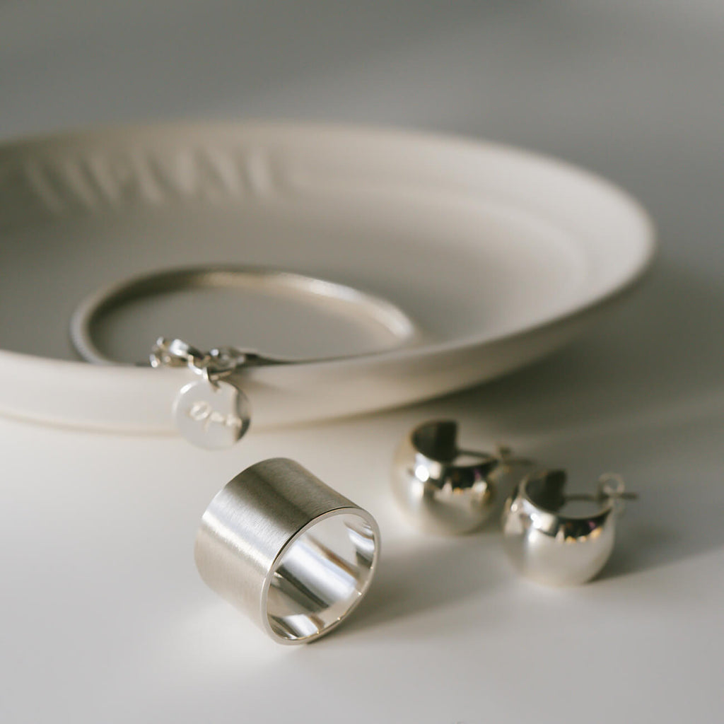 18K Gold Plated Sterling Silver Wide Tube Ring | TORONC MATTE