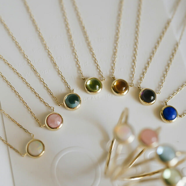 10K Gold 7color Gemstone Cabochon Necklace | LUPAUS