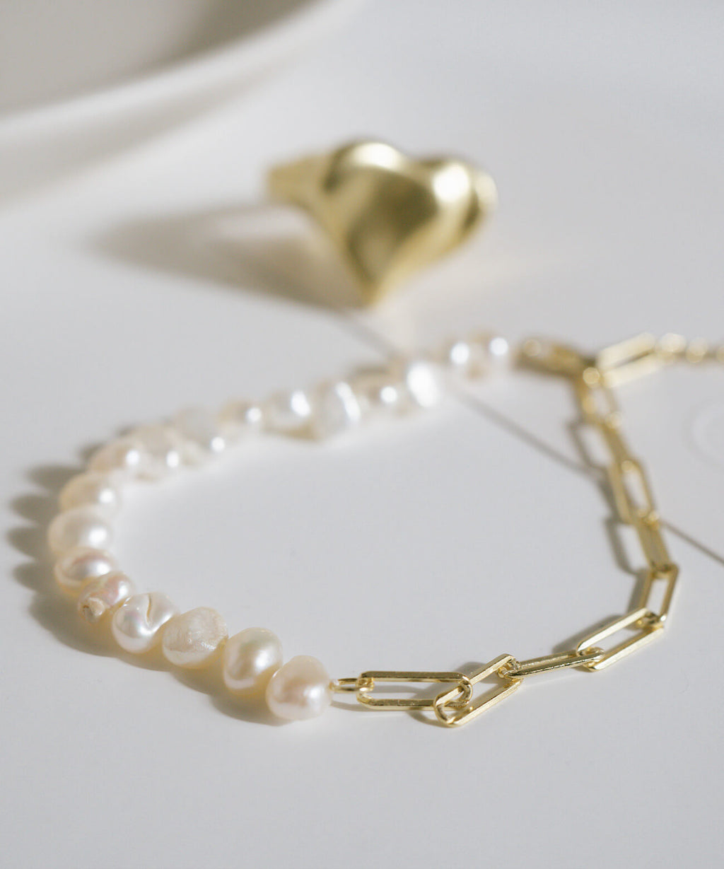 Baroque Pearl Link Chain Bracelet | AFRIZO-MIKTOS-BR