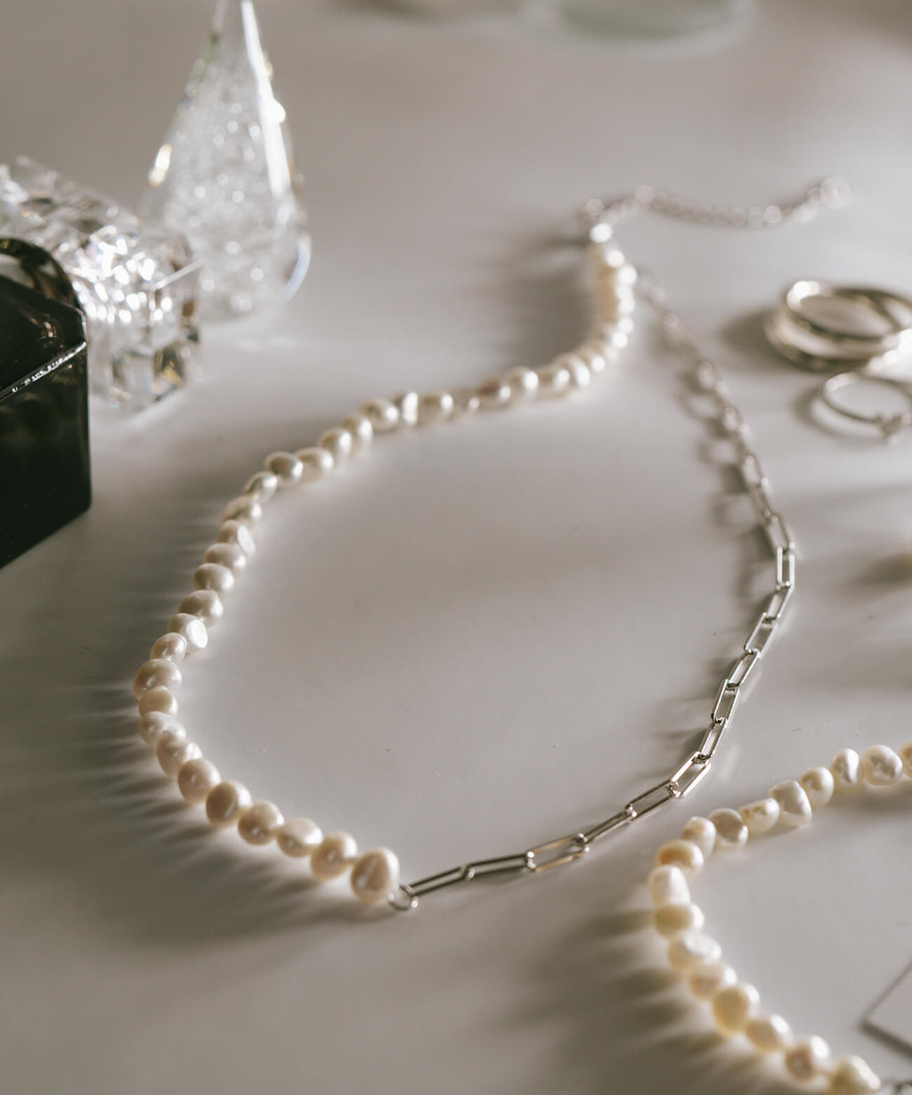 Baroque Pearl Link Chain Necklace | AFRIZO-MIKTOS