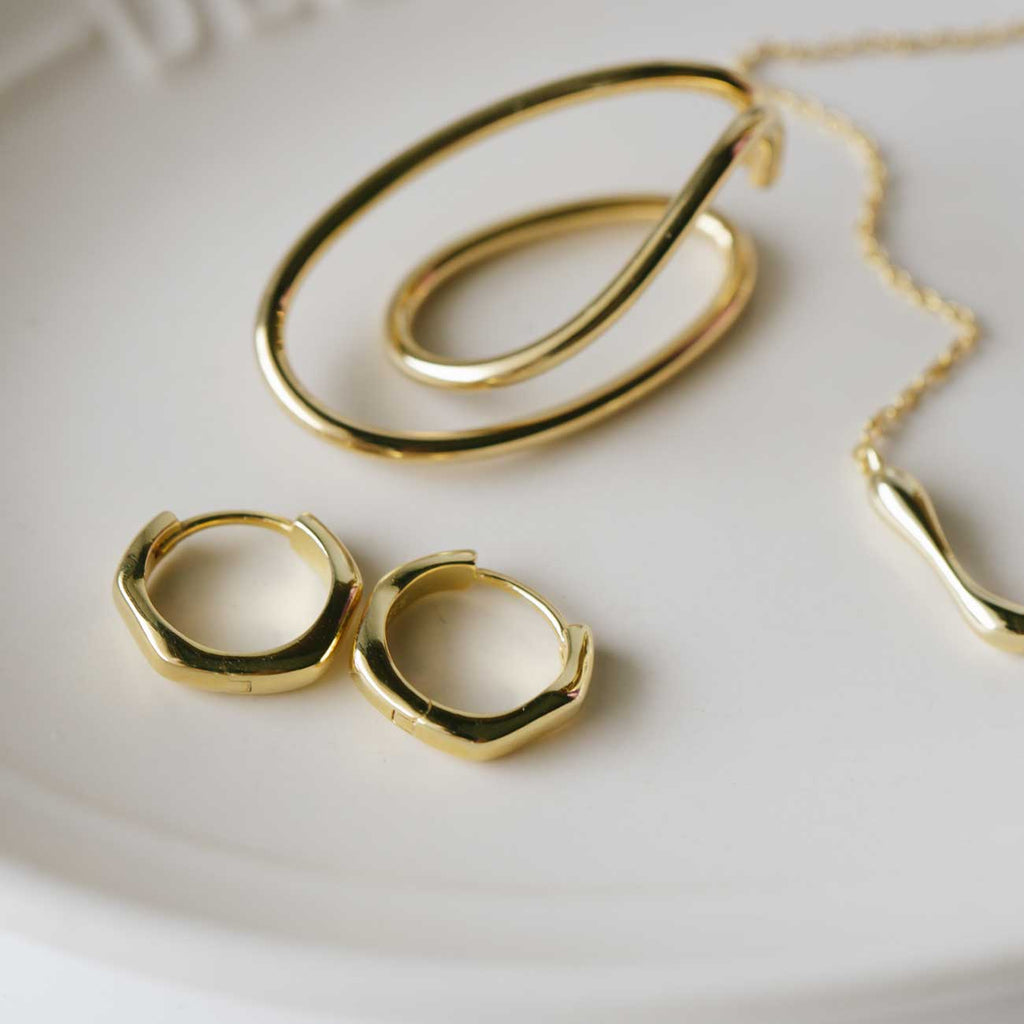 18K Gold Plated Sterling Silver Chunky Hoop Earrings | KYKLOS-WAVE