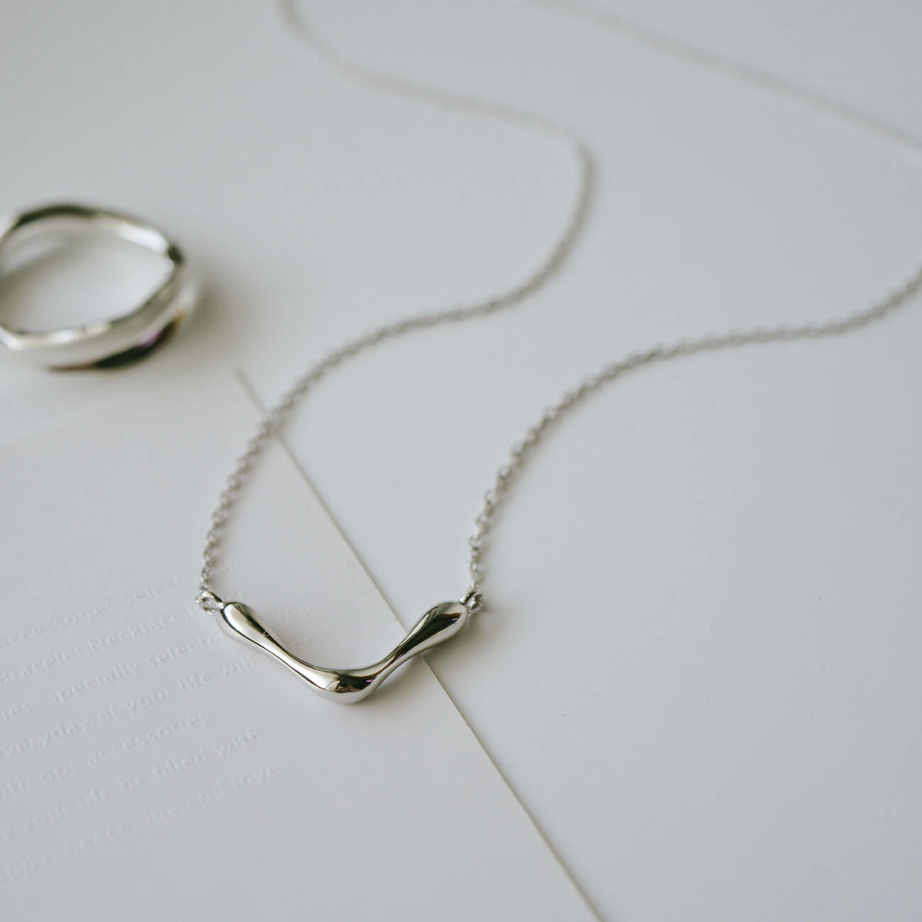 Silver925 Luster V Shaped Necklace | NERO-SILVER WEDGE NECKLACE