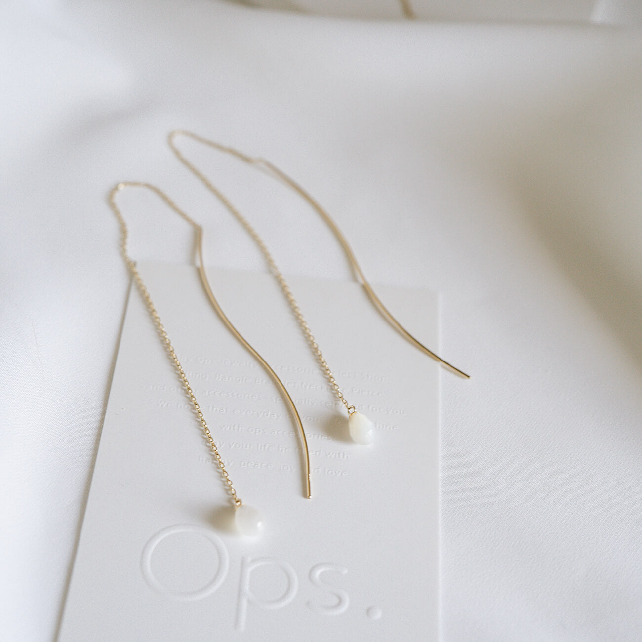 10K Gold Gemstone Wavy Long Earrings | ORNE-TEAR