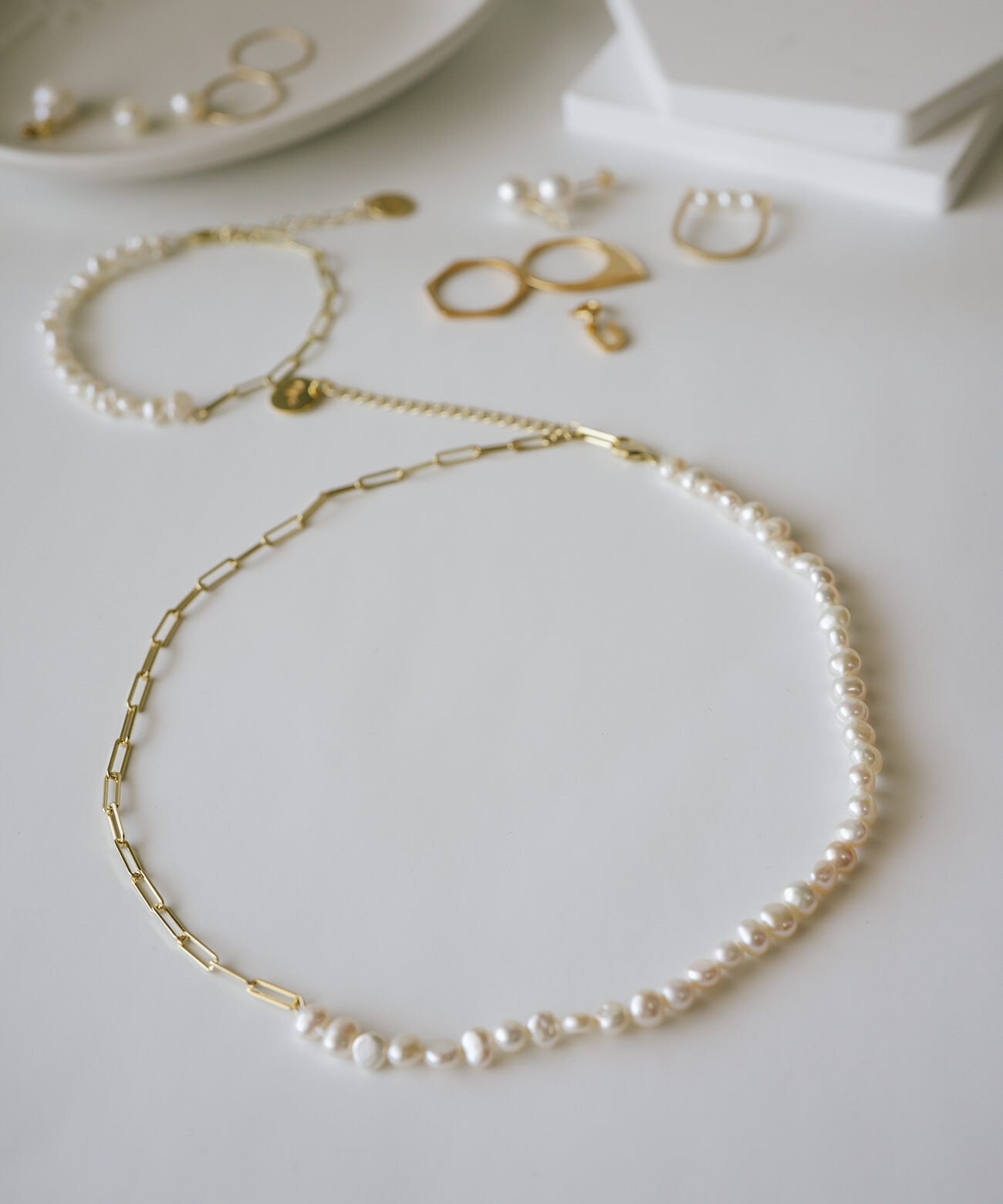 baroque pearl link chain necklace | AFRIZO-MIKTOS-NK