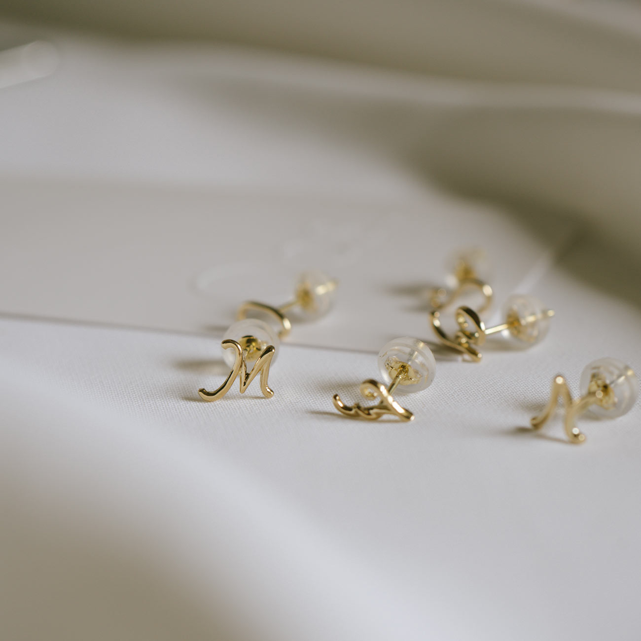 18K Gold Petit Cursive Initial Earring | MOLLICA LETTERA