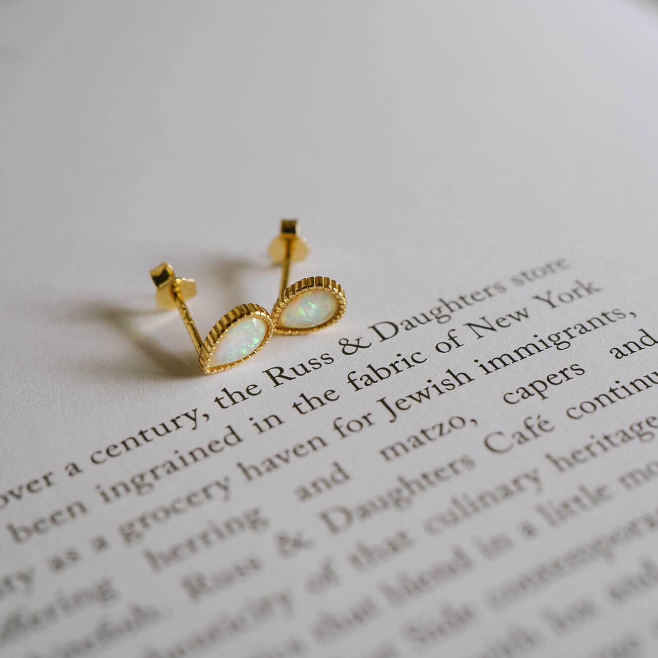 18K Gold Plated Sterling Silver Drop Synthetic Opal Earrings | SOPOROS-DROP