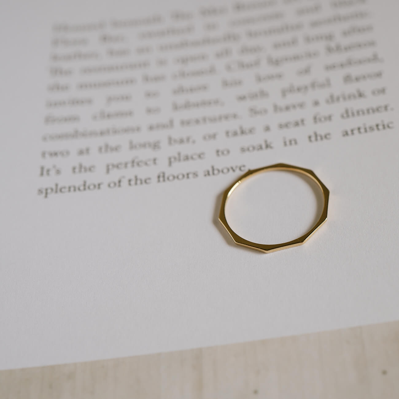 18K Gold Decagon Delicate Gold Ring | TOCACK