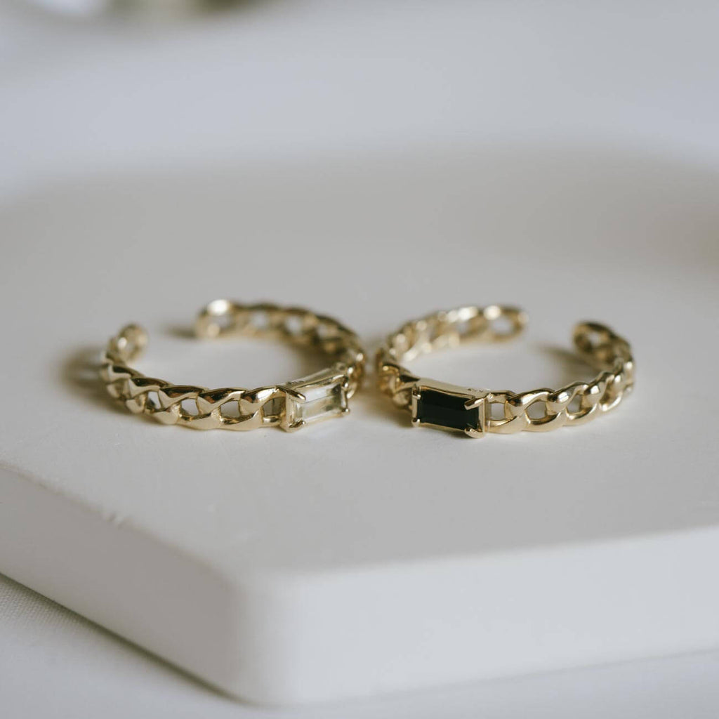 Baguette Cut Chain Earcuff ＆ Ring | TRESOR-MONO