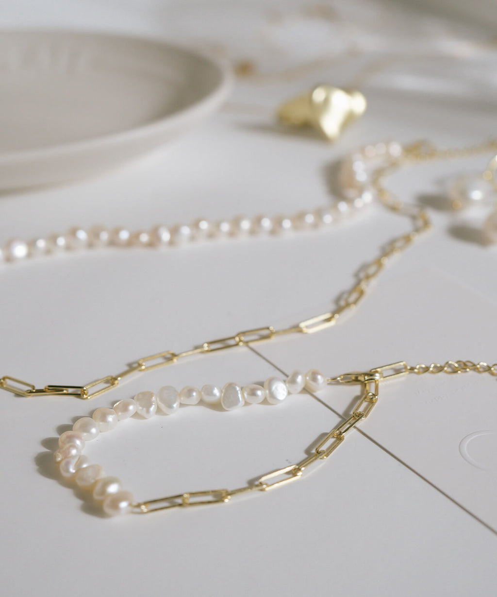 Baroque Pearl Link Chain Bracelet | AFRIZO-MIKTOS-BR