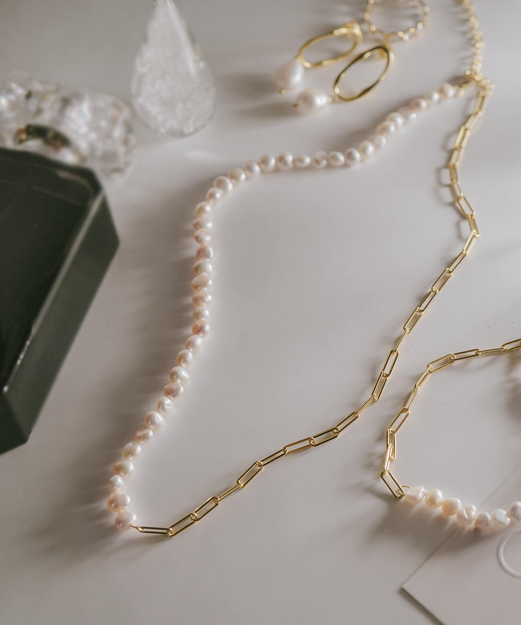 Baroque Pearl Link Chain Necklace | AFRIZO-MIKTOS