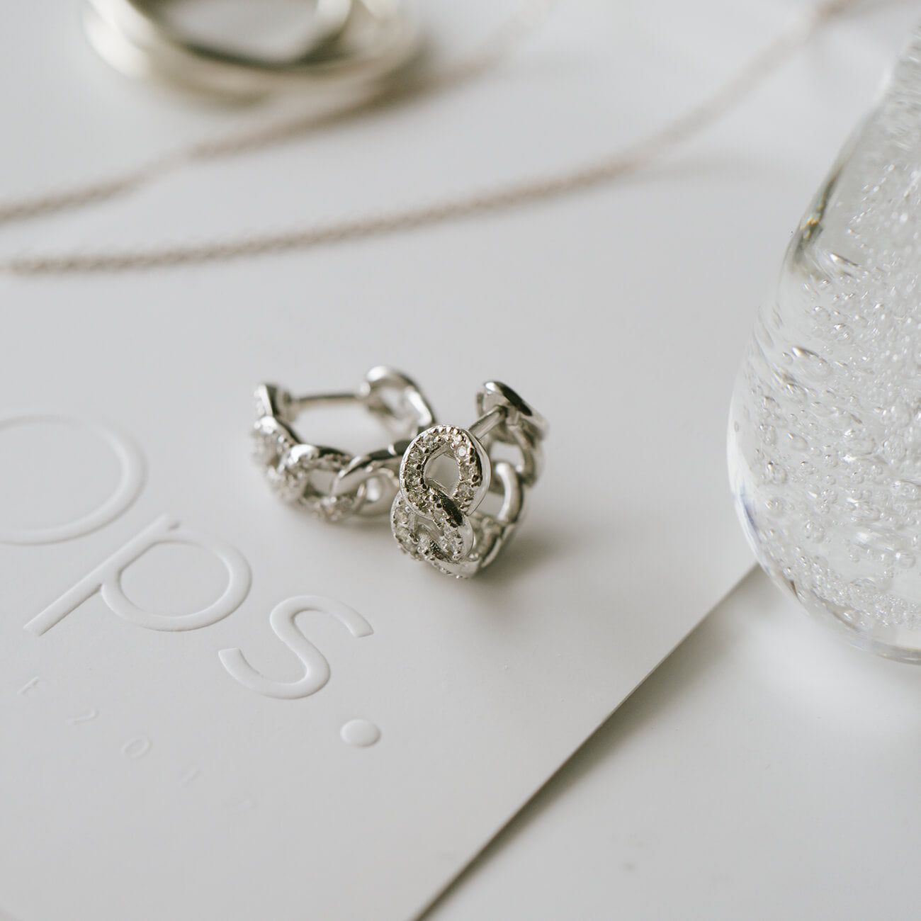 18K Gold Plated Sterling Silver Chain Cz Pave Hoop Earrings | KYKLOS-CHAIN