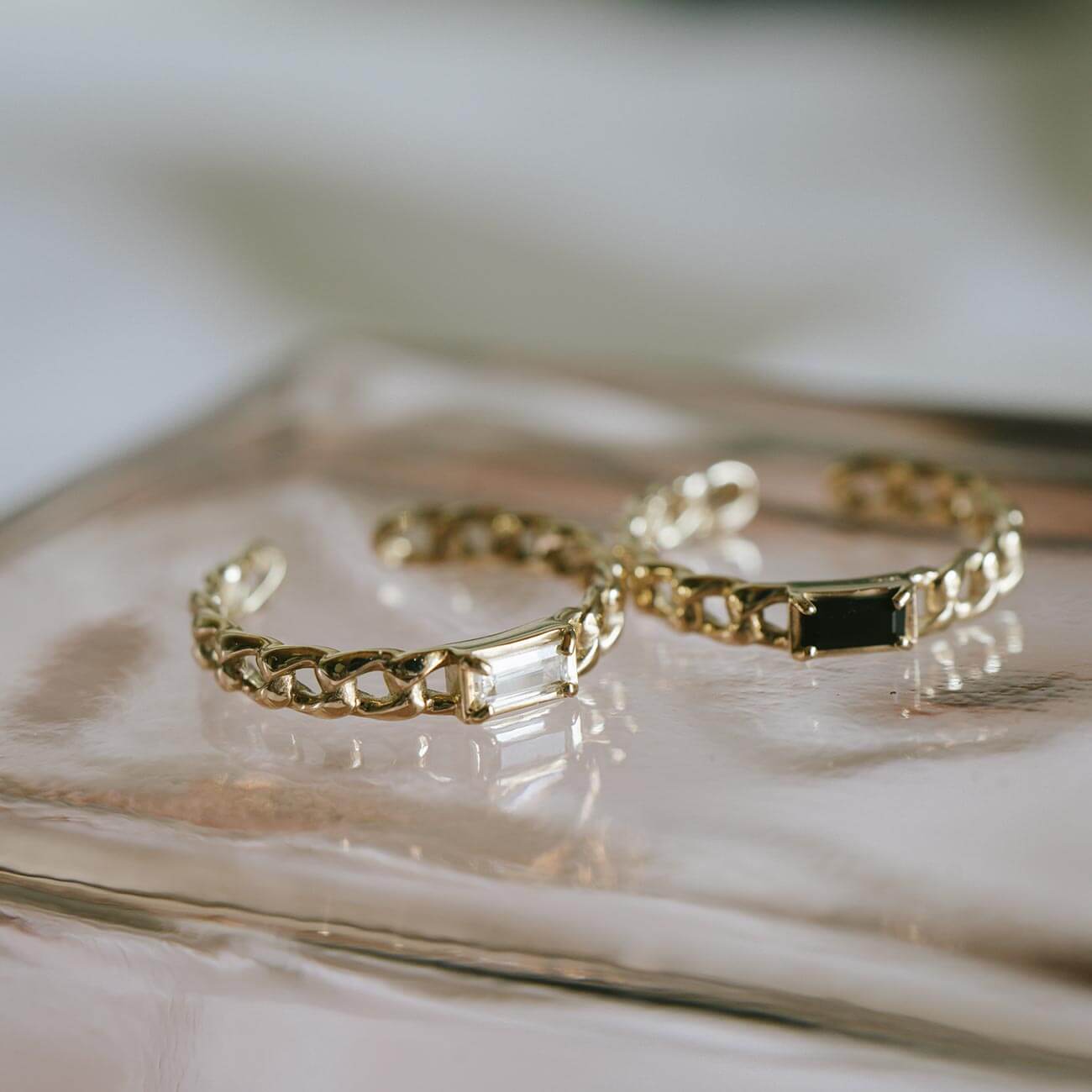 Baguette Cut Chain Earcuff ＆ Ring | TRESOR-MONO