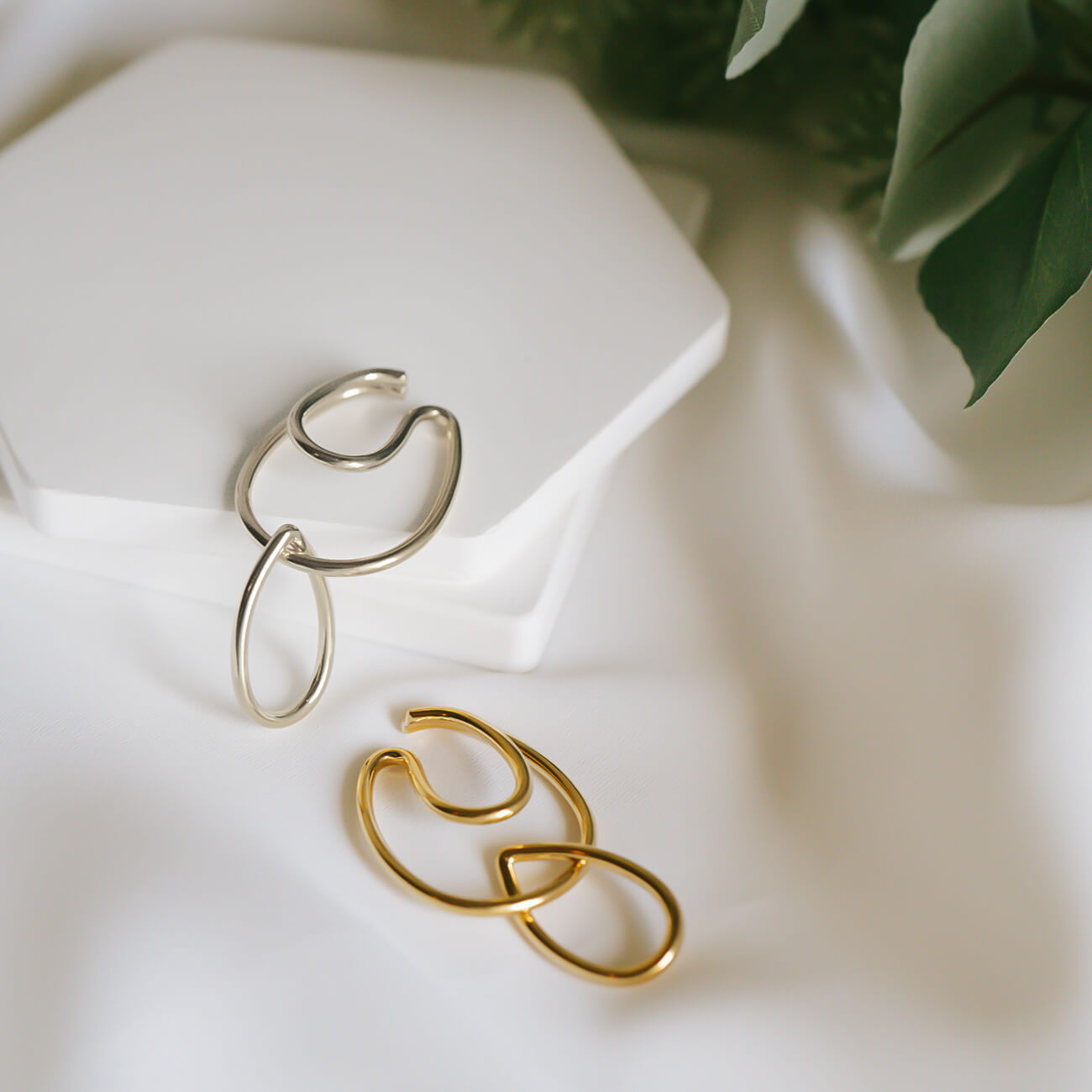 18K Gold Plated Sterling Silver Dangle Drop Charm Earcuff | LOITSU