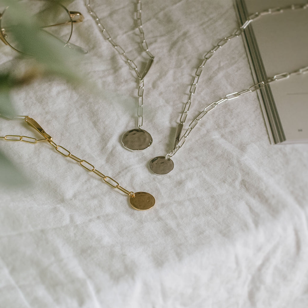 18K Gold Plated Sterling Silver Boxchain Coin Necklace | NOVAC-BLANCA