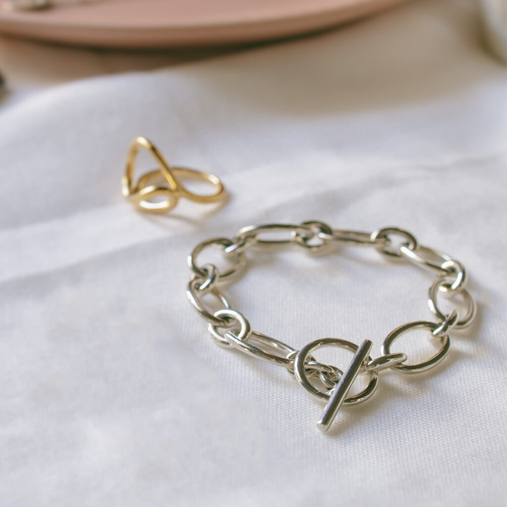 18K Gold Plated Sterling Silver Chunky Chain Bracelet | VEZA