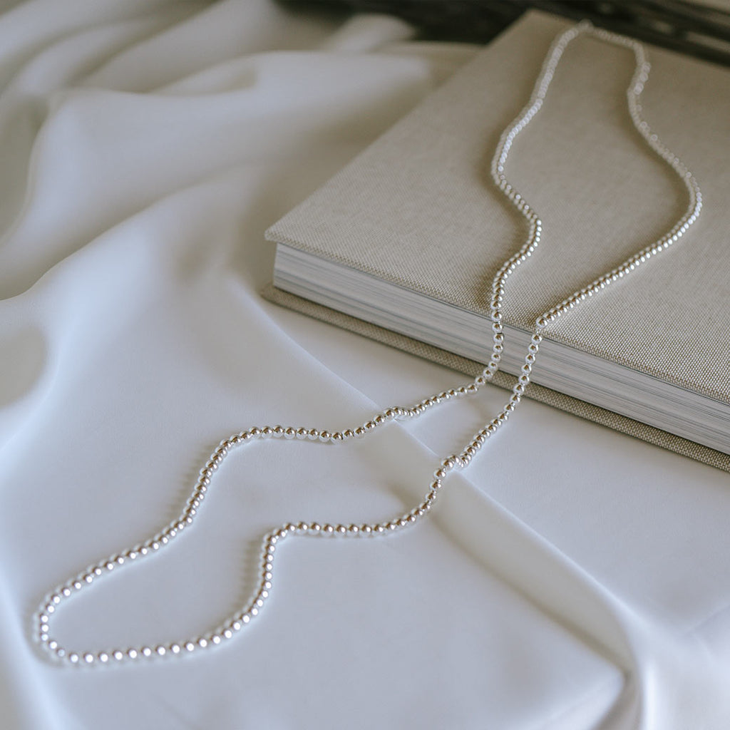 925 Sterling Silver Ball Chain Extra Long Necklace | PALMYLA LONG