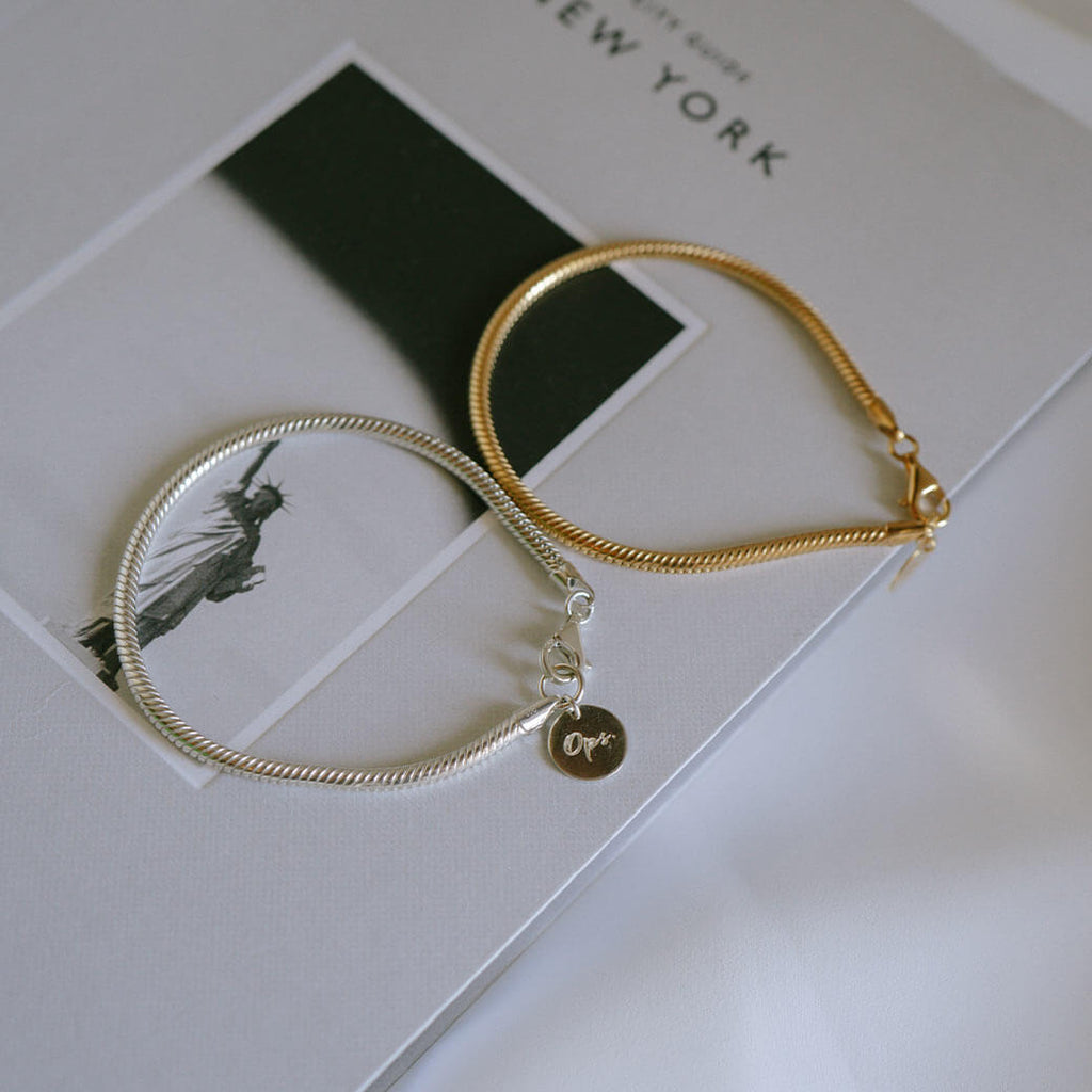 18K Gold Plated Sterling Silver Snake Chain Bracelet | VENEC-BULKY