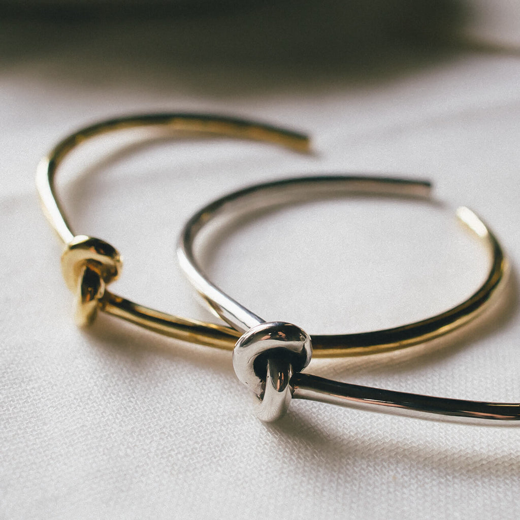 18K Gold Plated Sterling Silver Tight Knot Bangle | OBLIGA