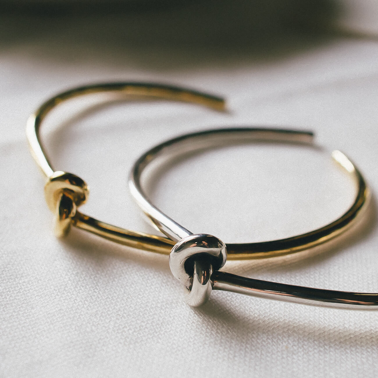 18K Gold Plated Sterling Silver Tight Knot Bangle | OBLIGA
