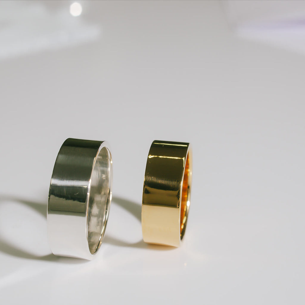 18K Gold Plated Sterling Silver 6mm Medium Wide Ring | SOLONE-6MM