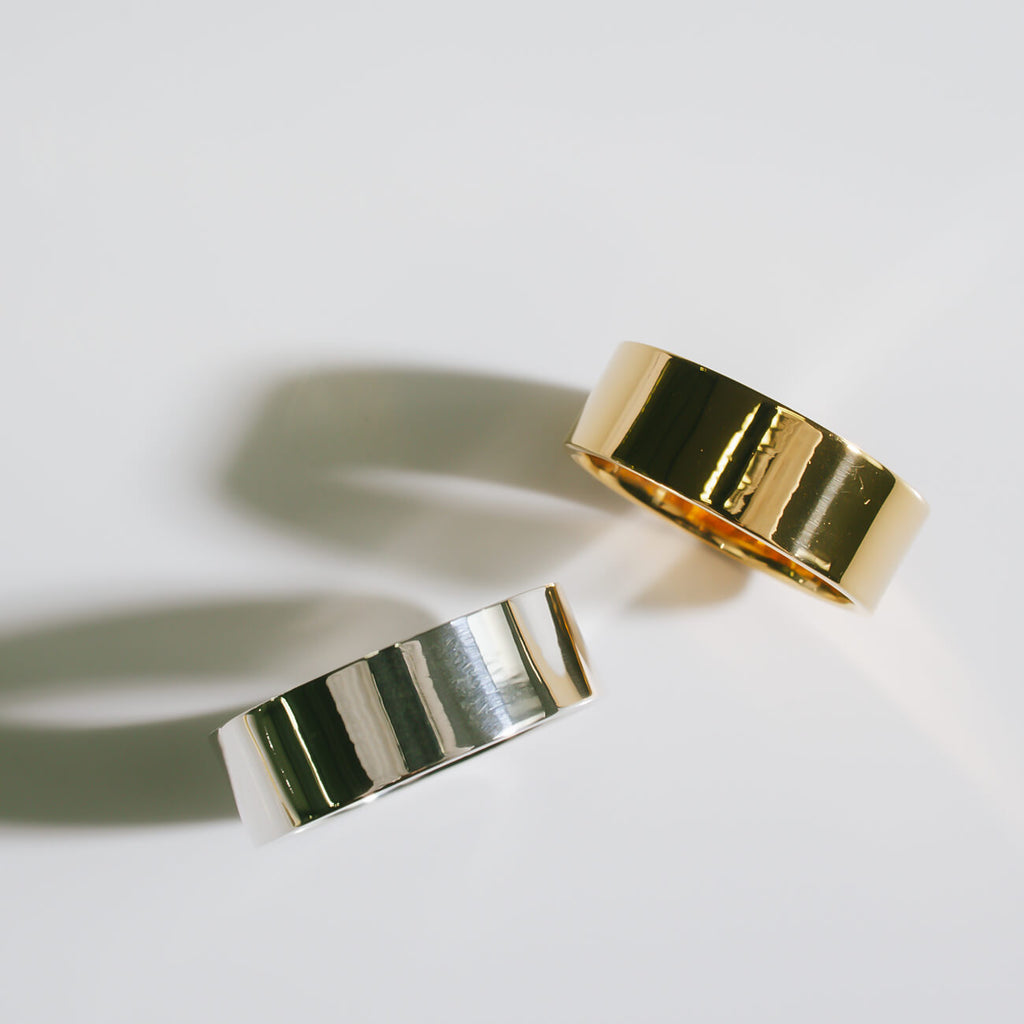 18K Gold Plated Sterling Silver 6mm Medium Wide Ring | SOLONE-6MM