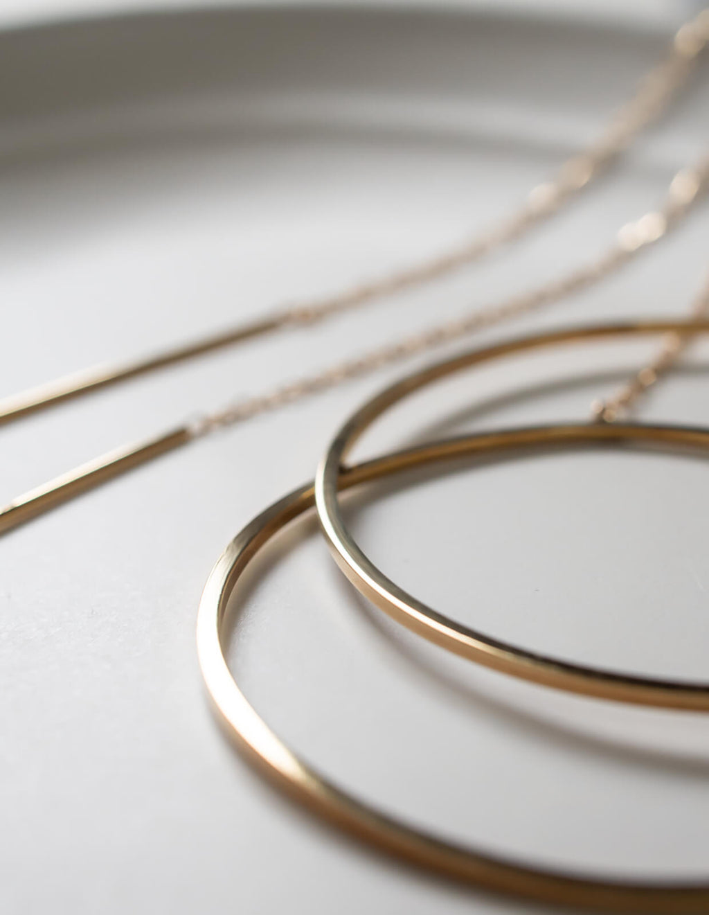 10K Gold Elegant Hoop Chain Earrings | DENEB-10K