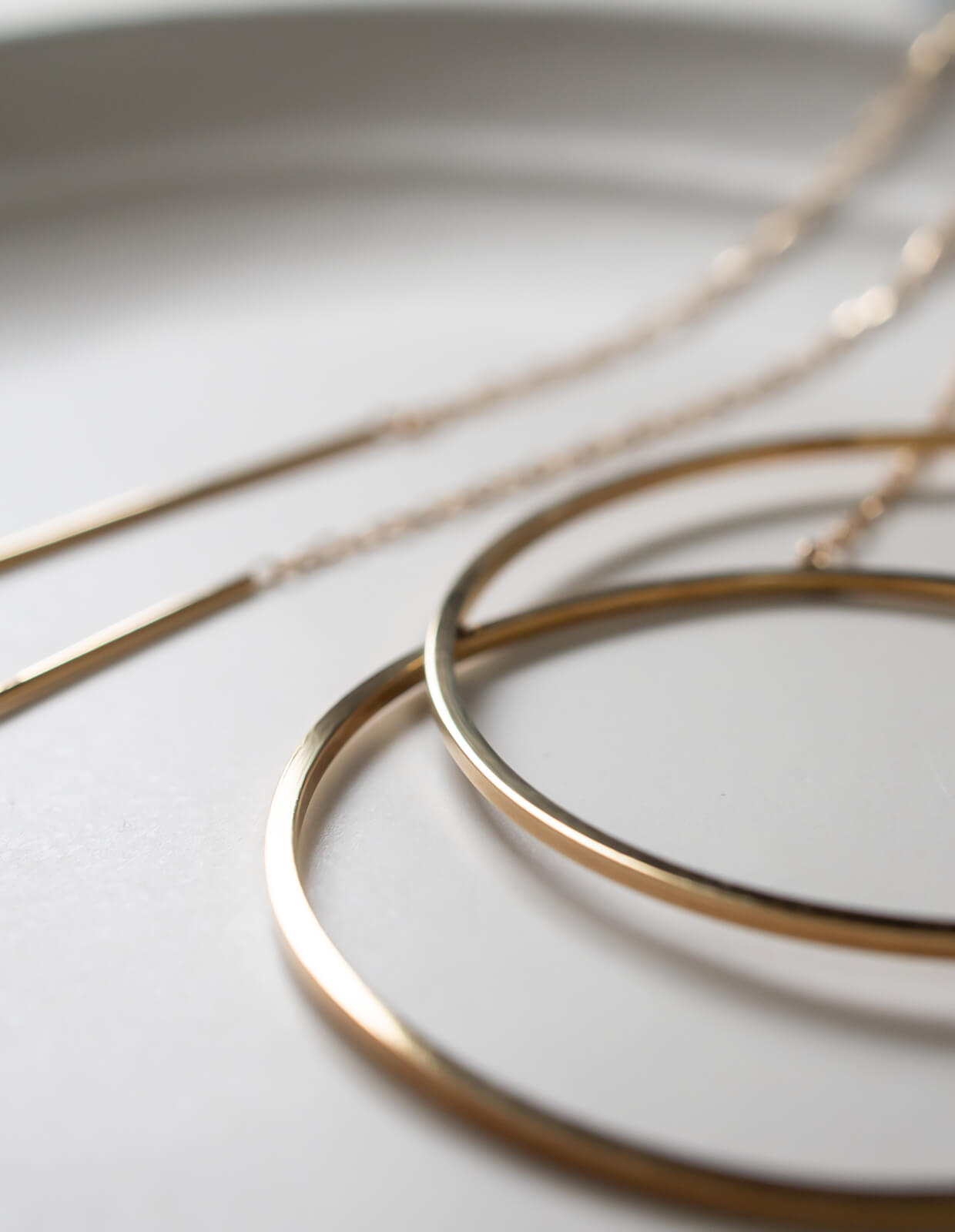 10K Gold Elegant Hoop Chain Earrings | DENEB-10K