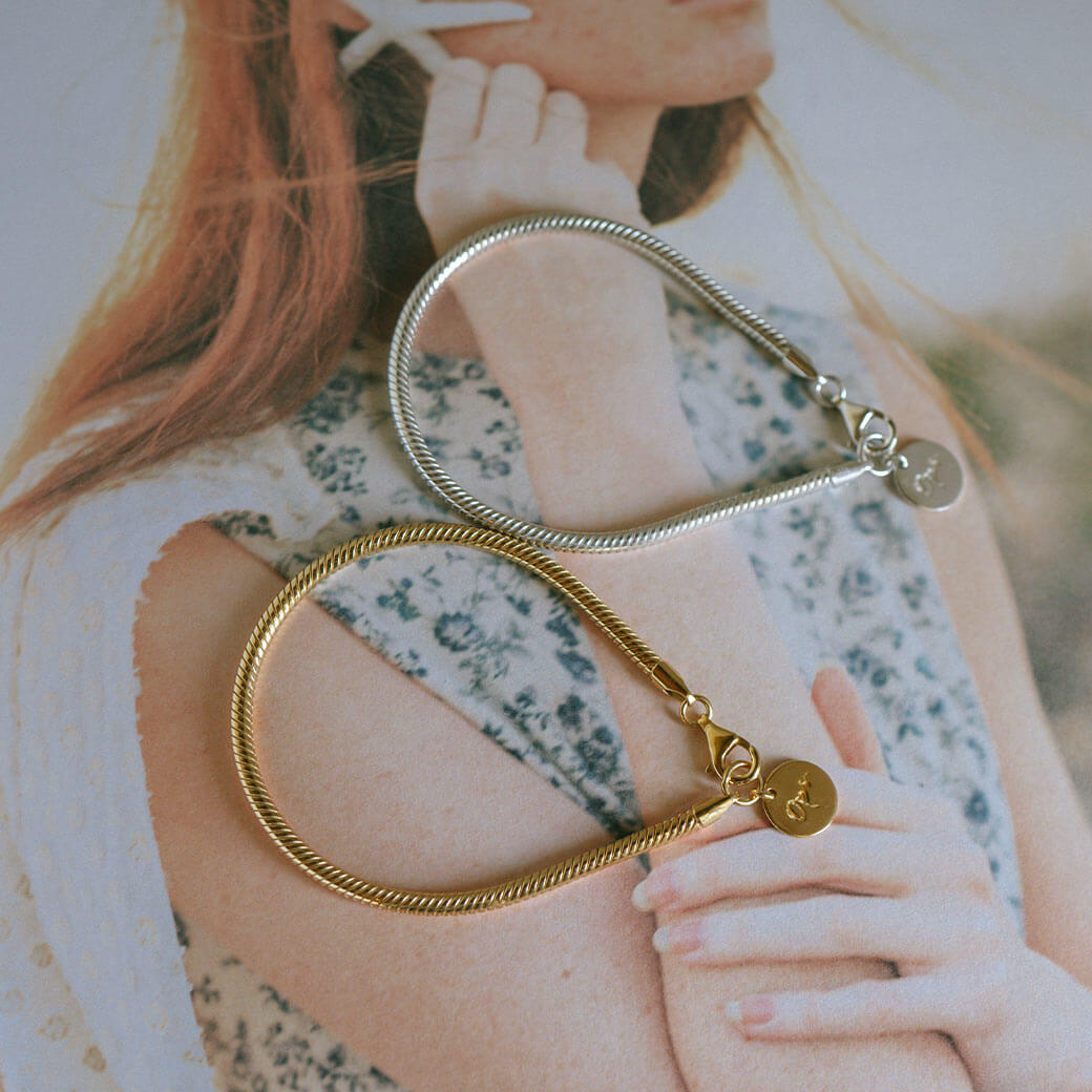 18K Gold Plated Sterling Silver Snake Chain Bracelet | VENEC-BULKY
