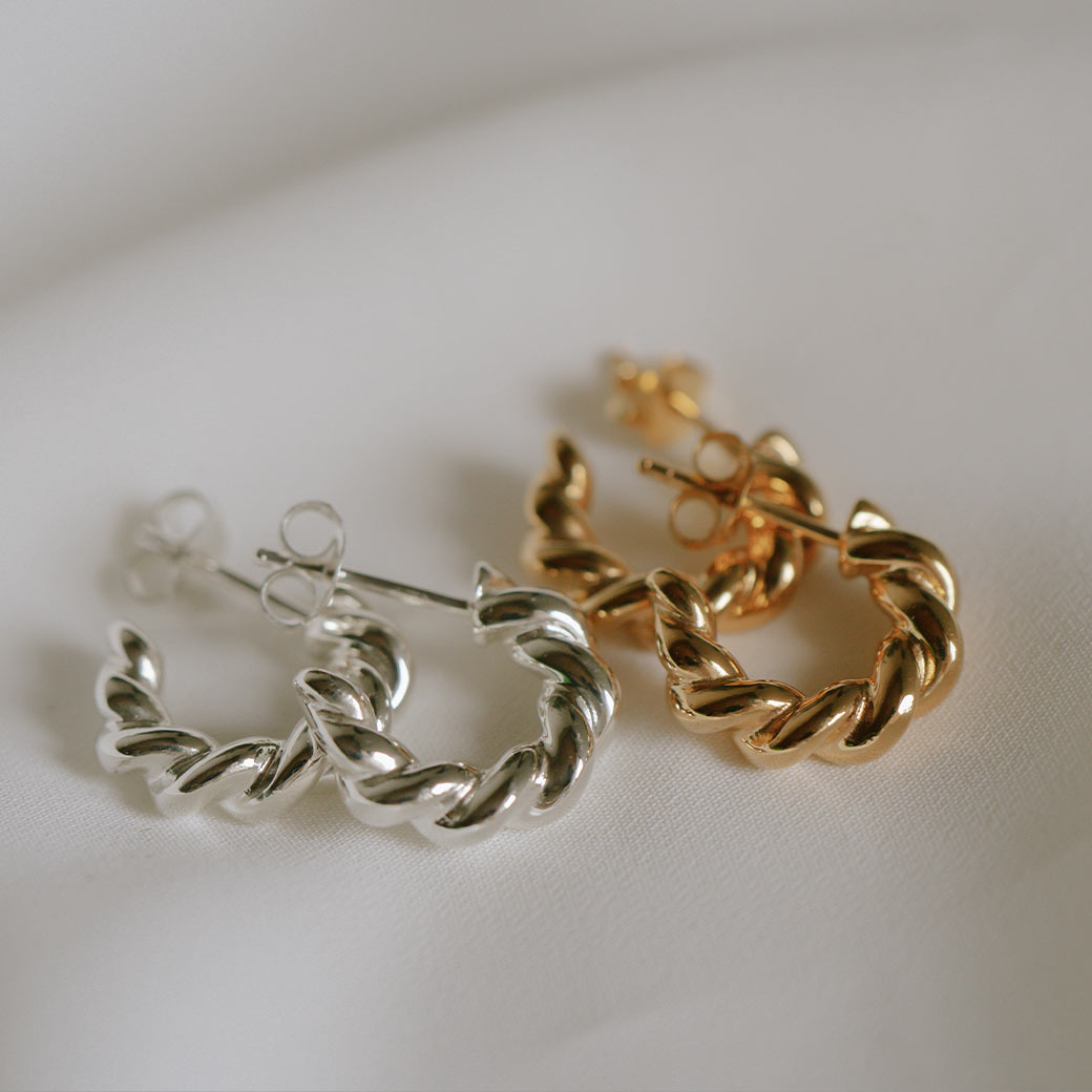 Silver925 Spiral Twist Earrings | KIPFERL