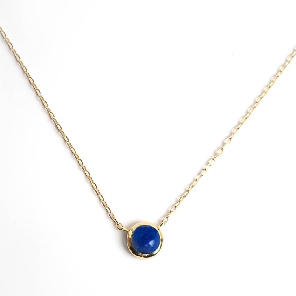 10K Gold 7color Gemstone Cabochon Necklace | LUPAUS