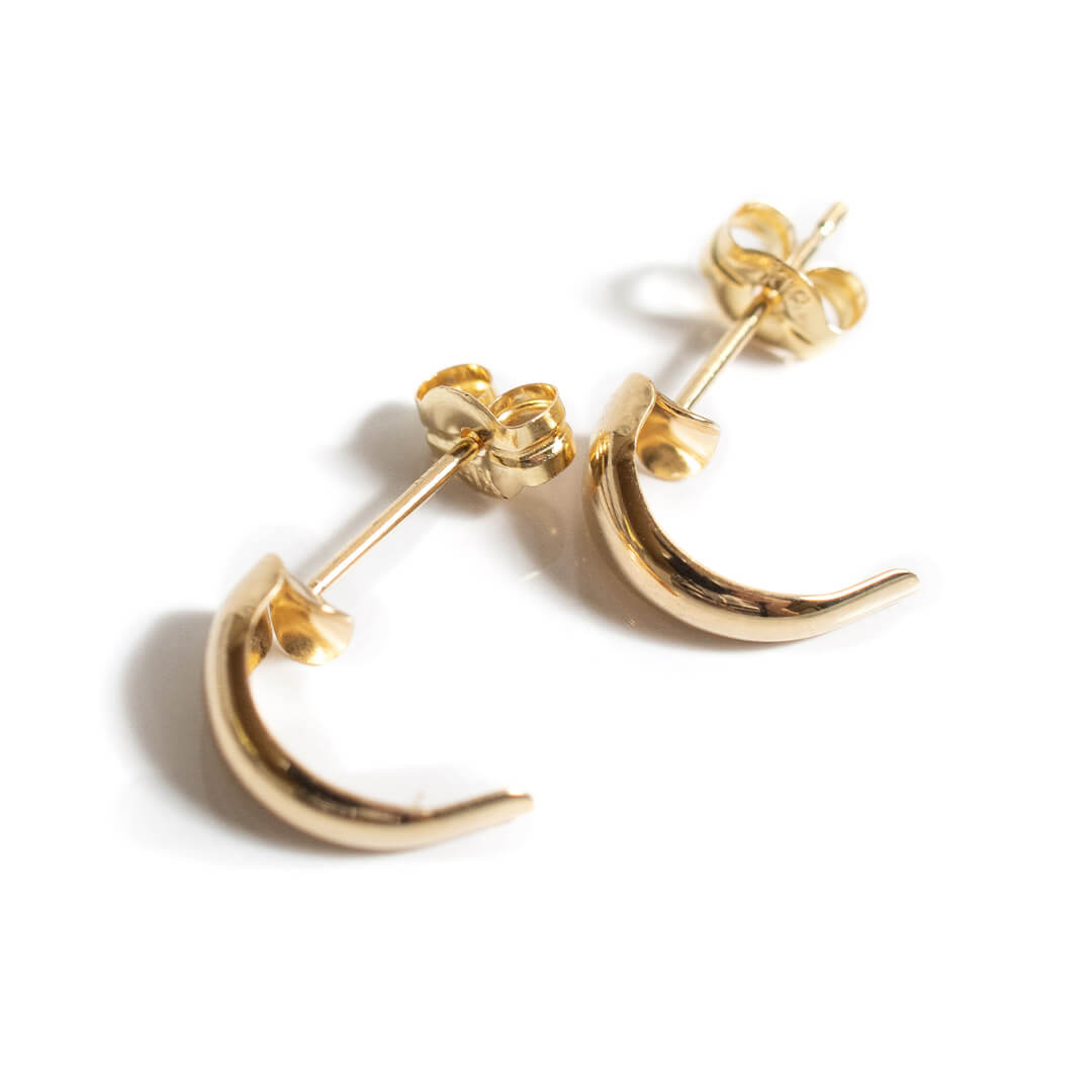 10K Gold Half Moon Stud Earrings | LUZON-10K