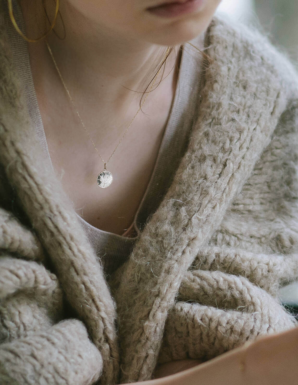 Canadian Maple Leaf 10K Gold Coin Necklace | RAFOLIO