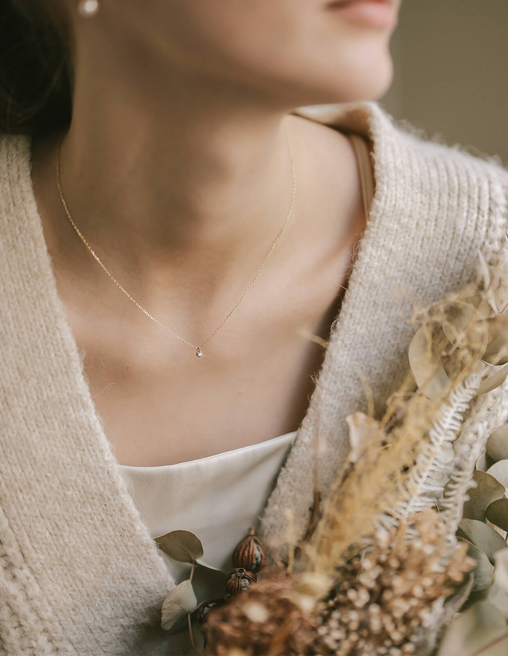 10K Gold Single Stone Diamond Necklace | ASTERI-SEIRIOS