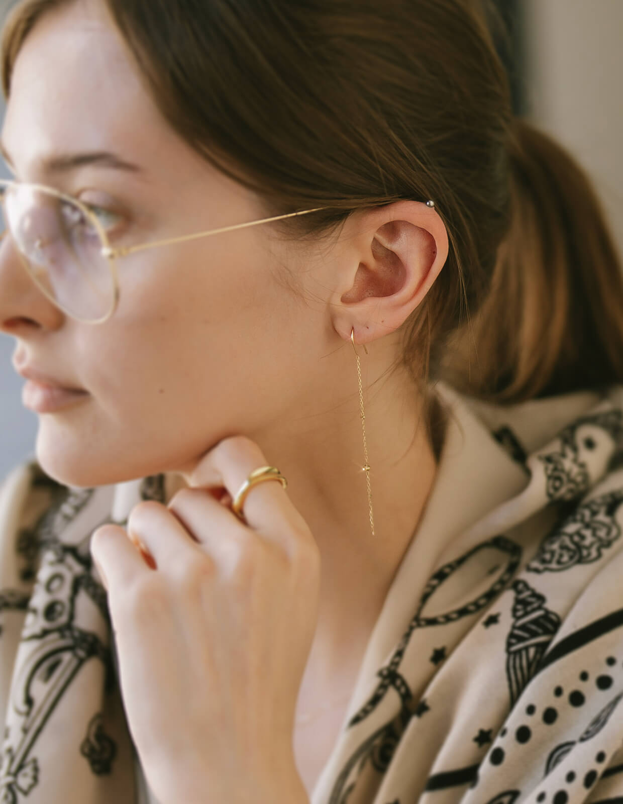 K18 Satellite Chain Earrings | ARIADNE POINTS – Ops. Jewelry