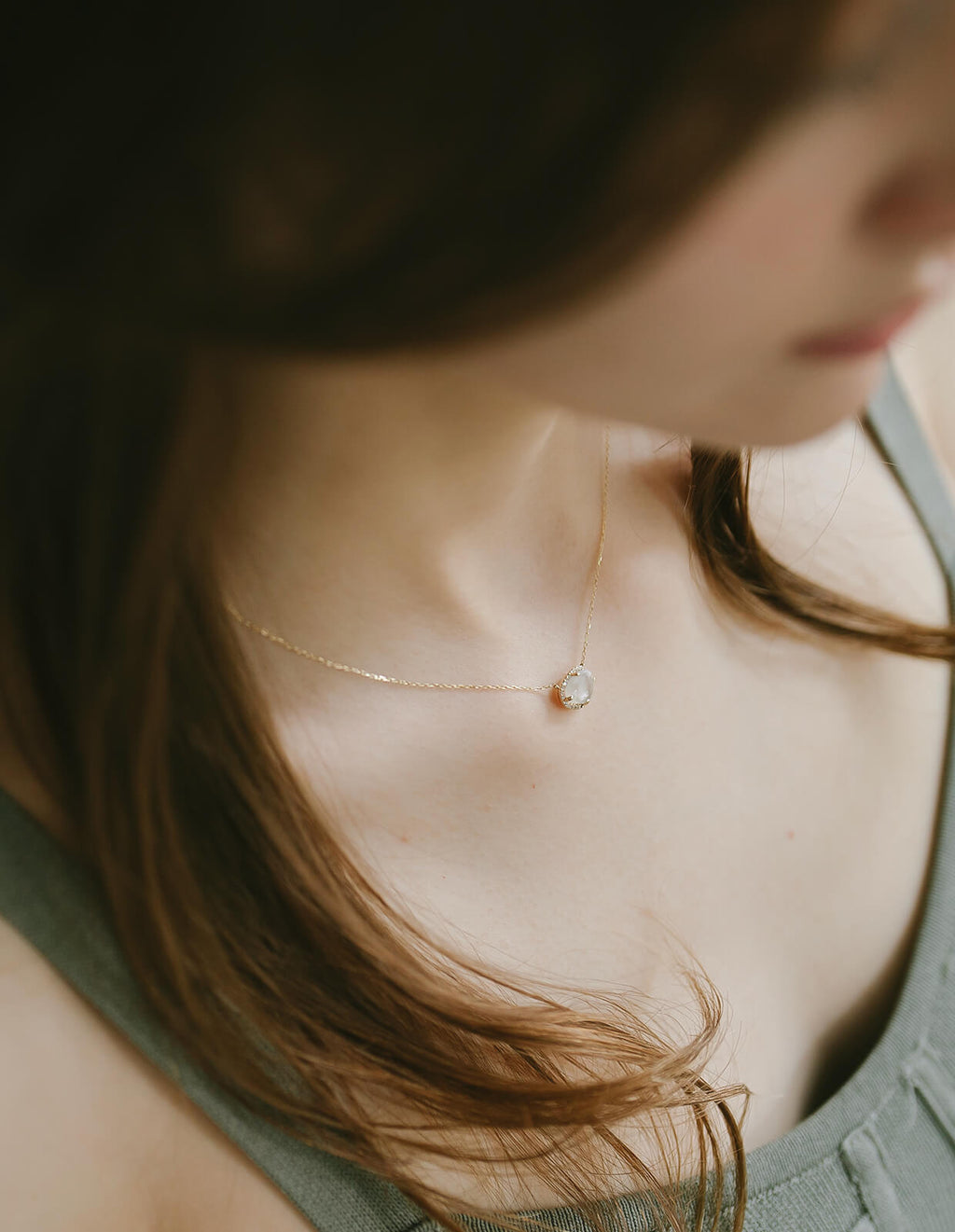 10K Gold Moonstone Necklace | PROPRIUM NEBULA