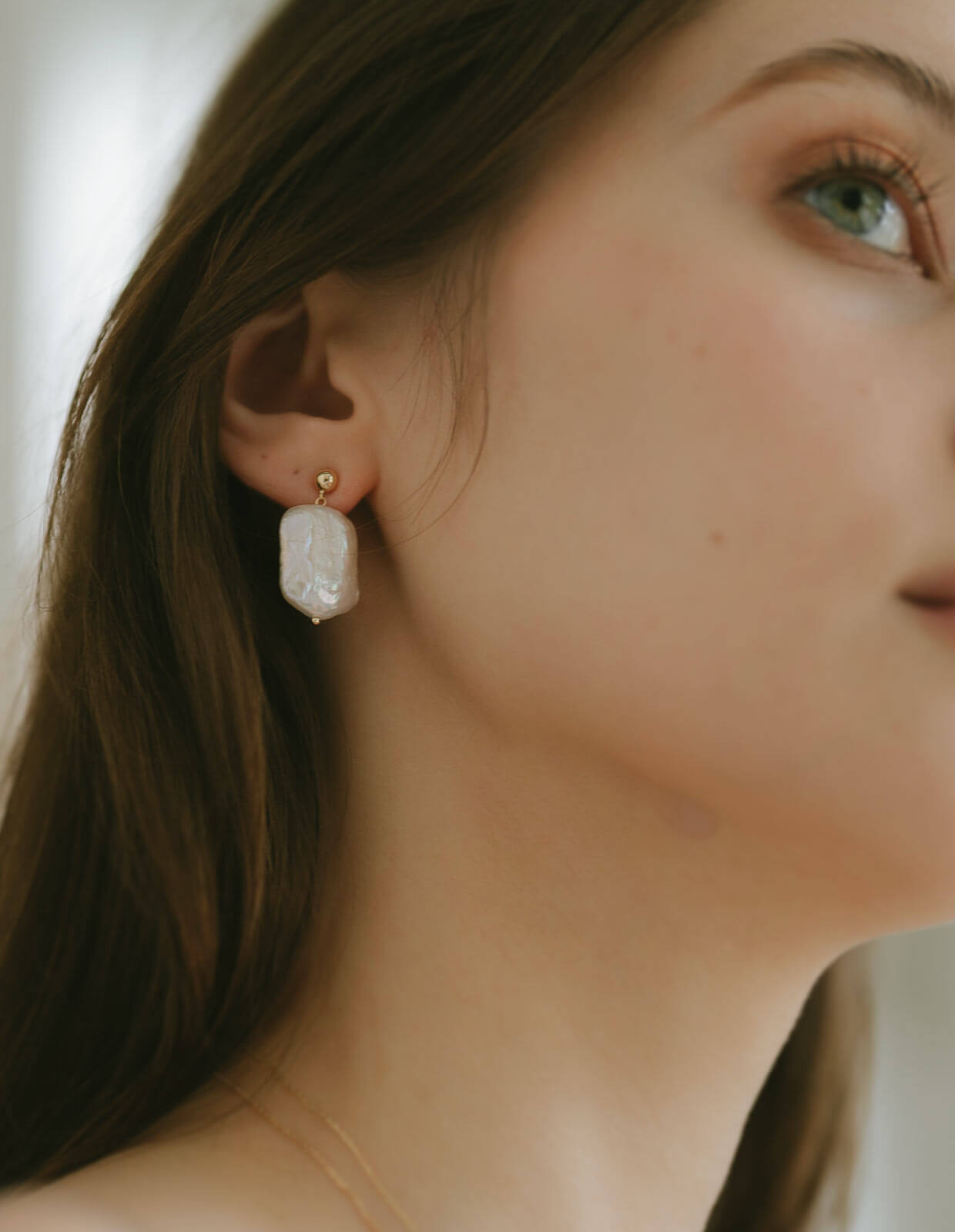 10K Square Baroque Pearl Earrings | PUTTES