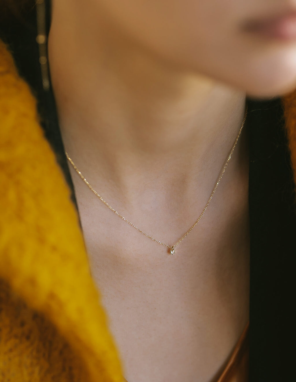 10K Gold Single Stone Diamond Necklace | ASTERI-SEIRIOS