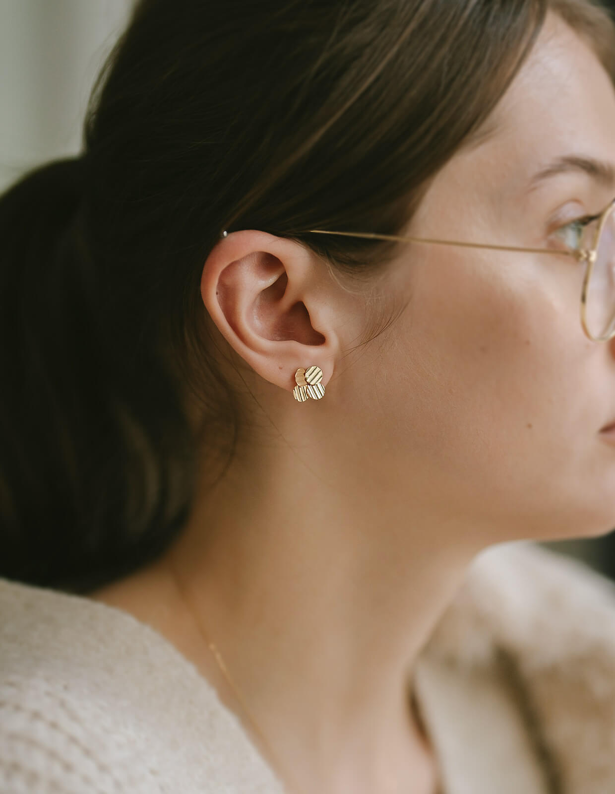 K10 Fortune Clover Gold Earring | [FORTUNA] CLAVA-PE