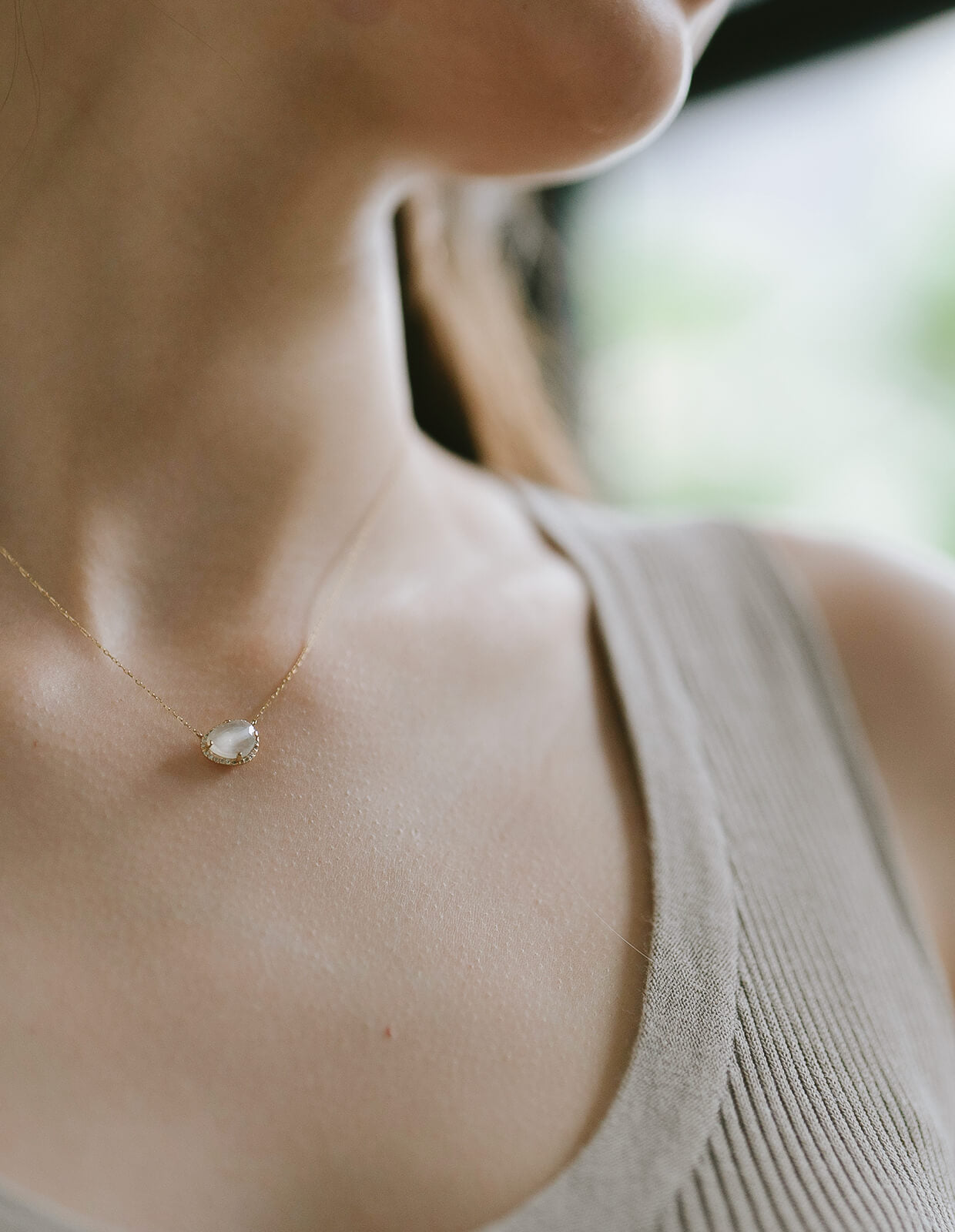 10K Gold Moonstone Necklace | PROPRIUM NEBULA