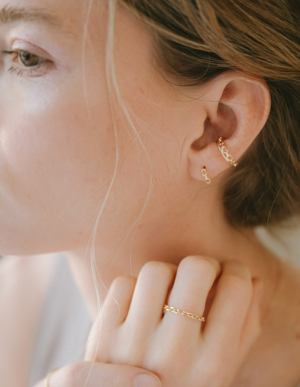 10K Gold Tiny Chain Link Pierce | KATENA