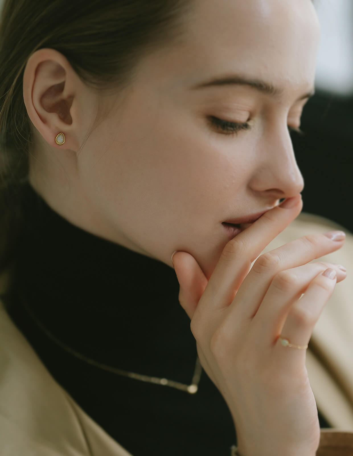 18K Gold Plated Sterling Silver Drop Synthetic Opal Earrings | SOPOROS-DROP